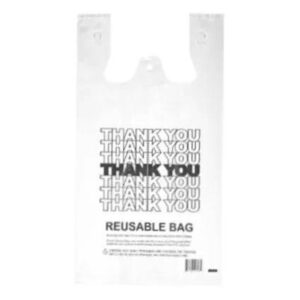 (RT12708W) White Reusable T-shirt, 12x7x22, 2.25mil, 150 pc/cs